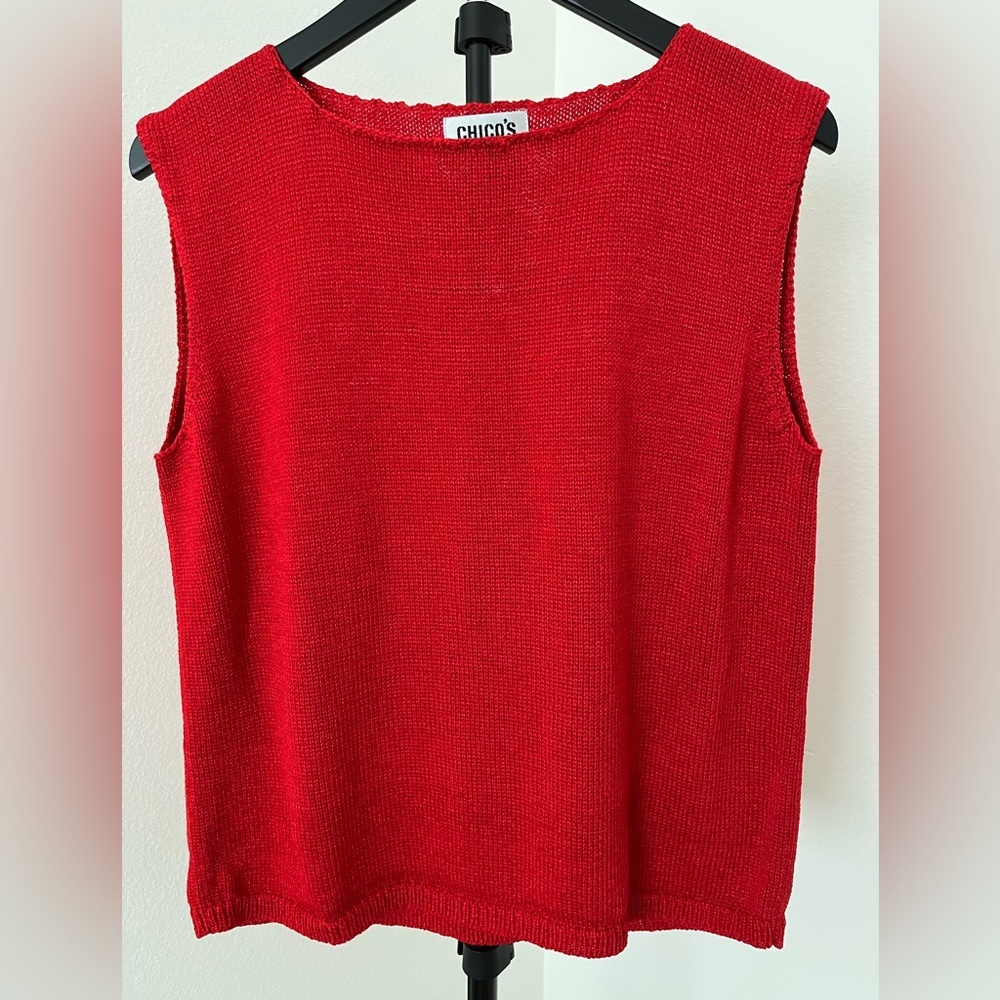 Chico's Red Sleeveless Knit Tank Top